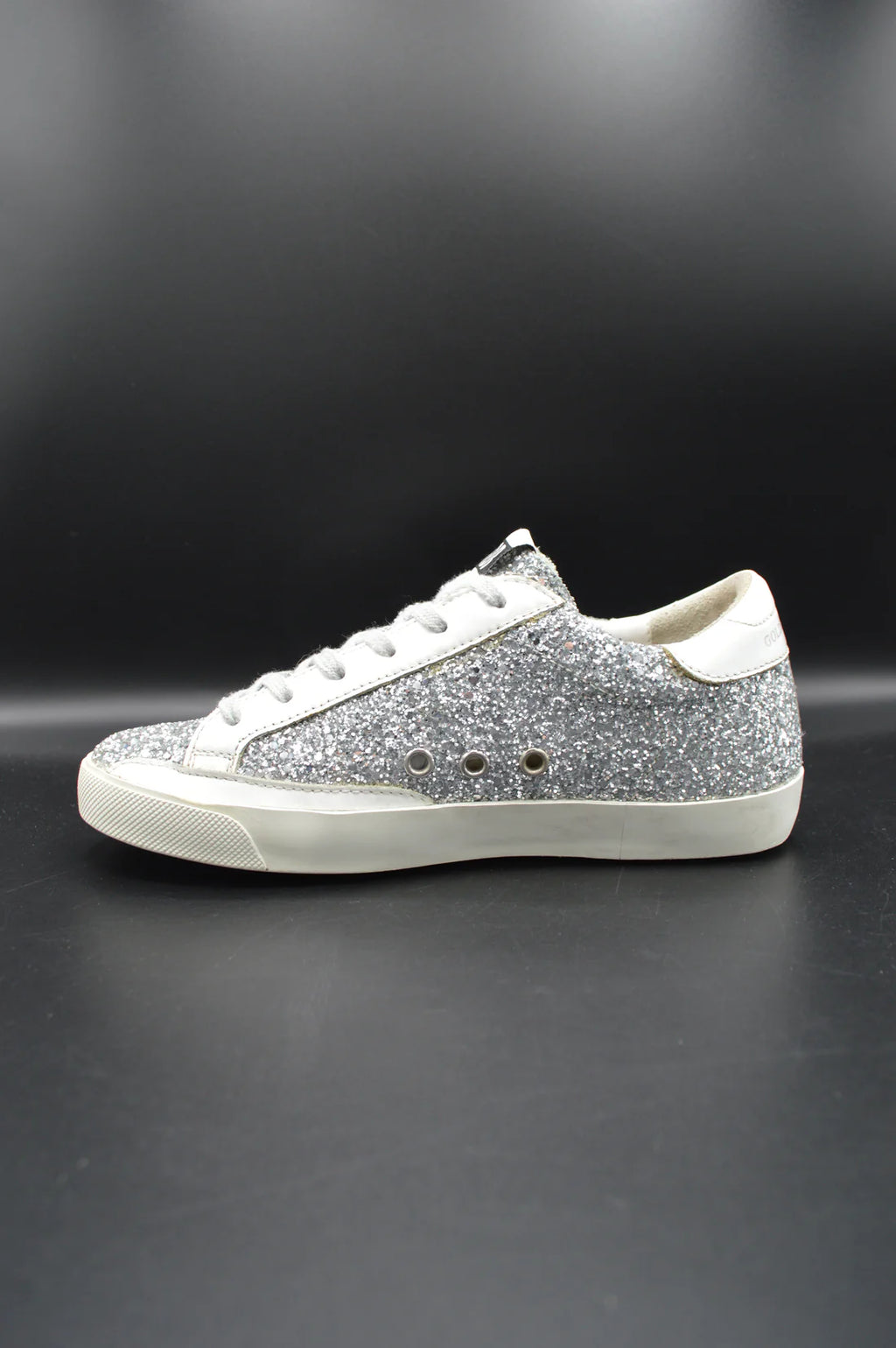 Golden Goose superstar paillette argent/blanc