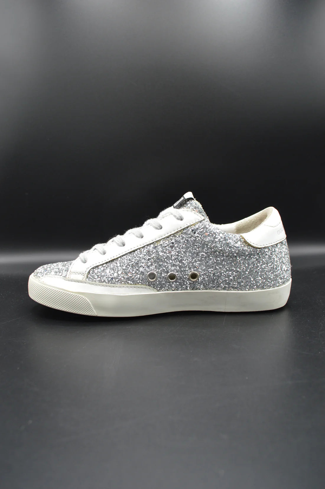 Golden Goose superstar paillette argent/blanc