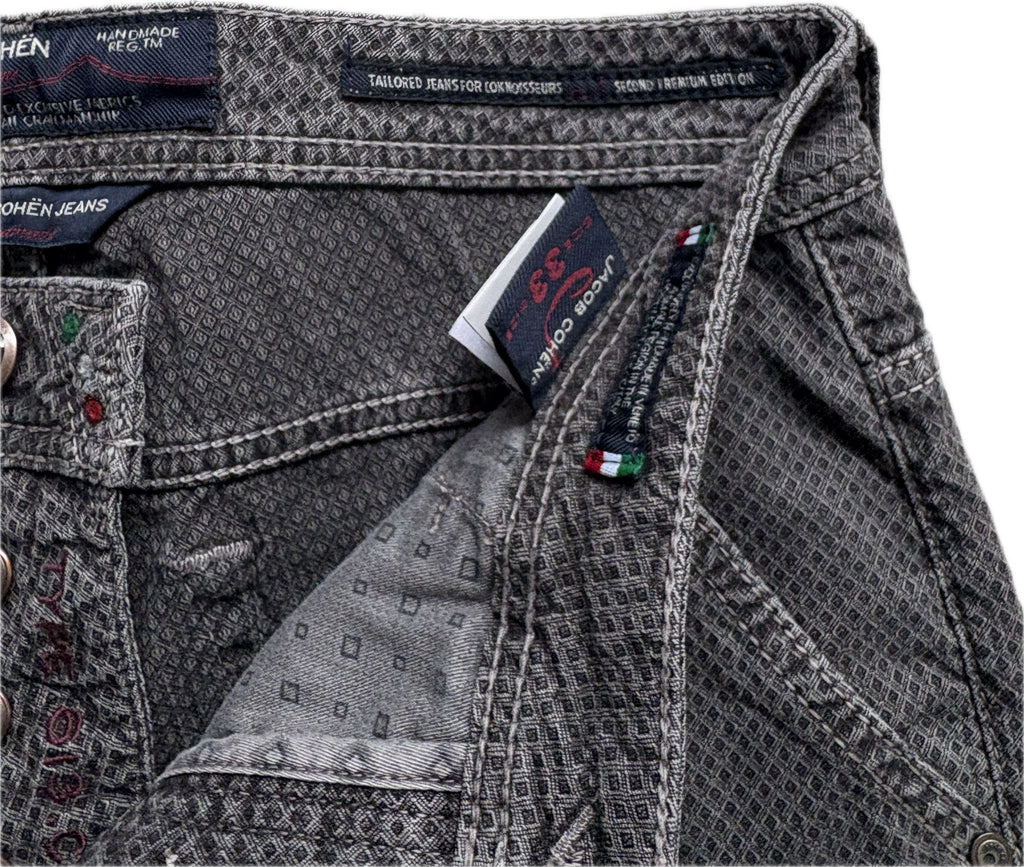 Jacob Cohën “Style 620” – Grey Micro-Print (Size 33)