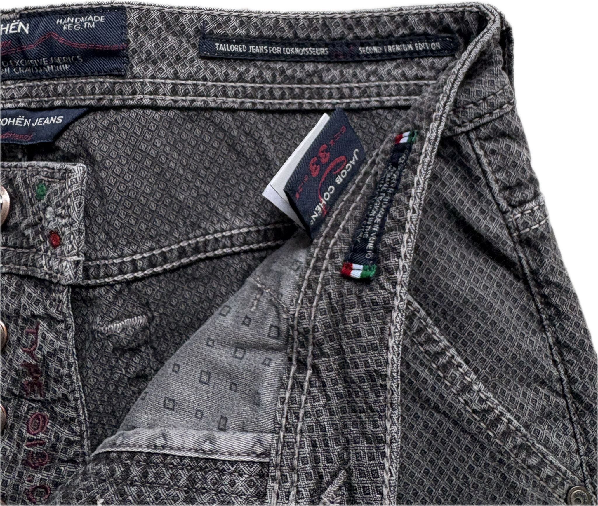 Jacob Cohën “Style 620” – Grey Micro-Print (Size 33)