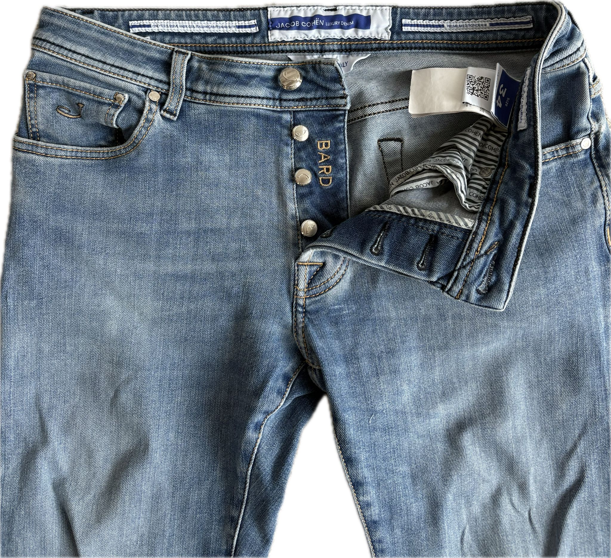 Jacob Cohën Bard – Blue Stretch Denim Jeans (Size 34)