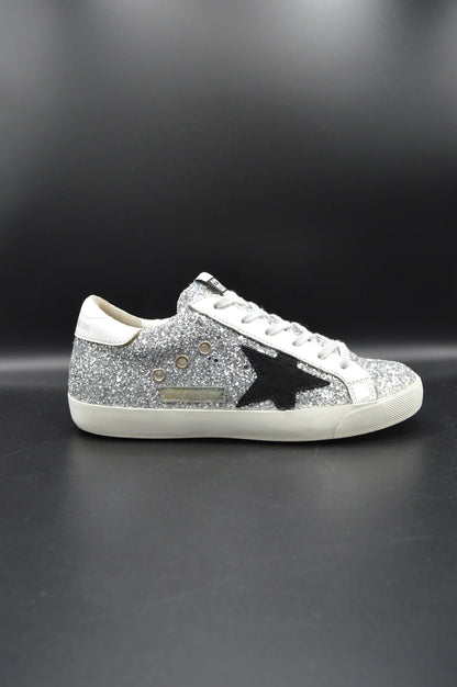 Golden Goose superstar paillette argent/blanc