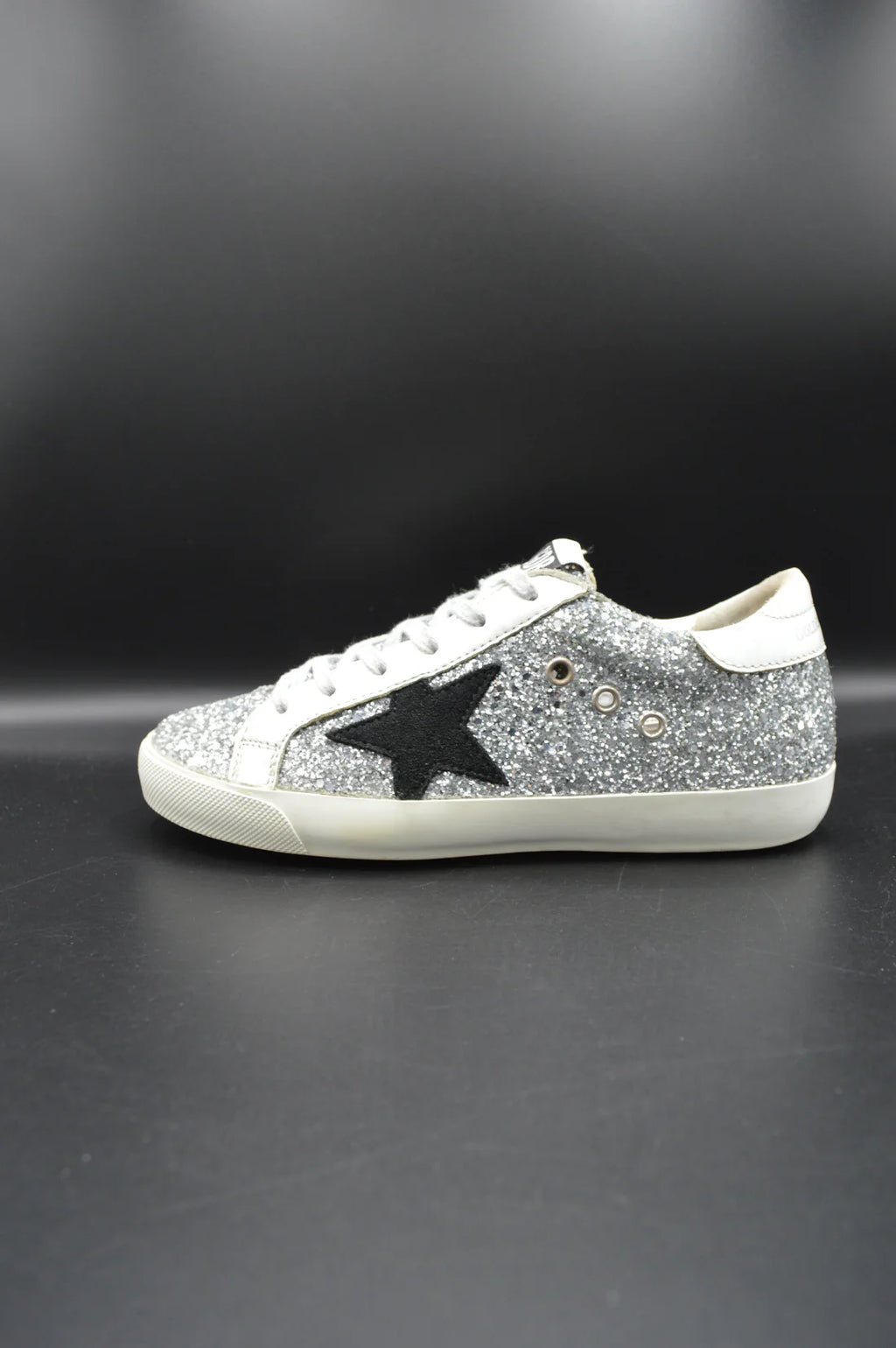 Golden Goose superstar paillette argent/blanc