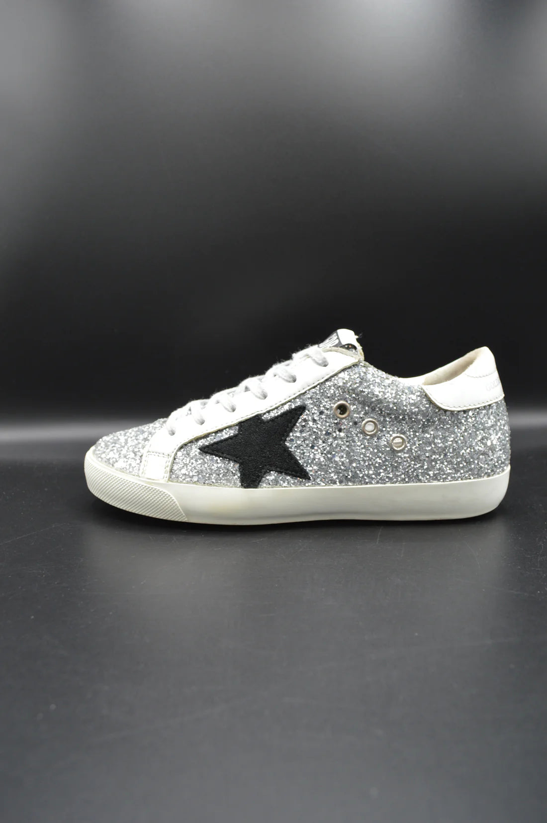 Golden Goose superstar paillette argent/blanc
