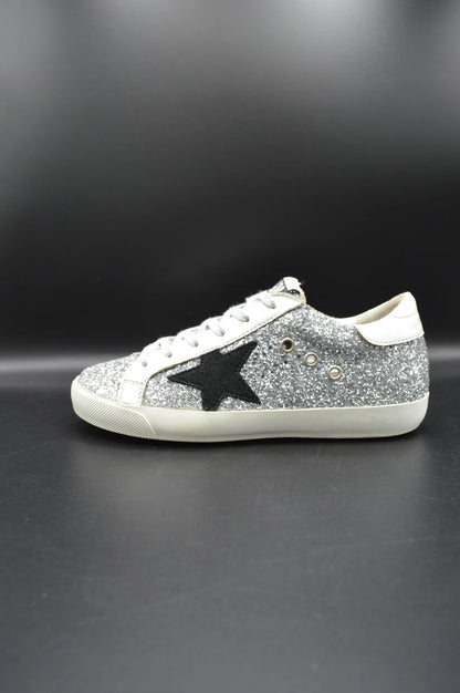 Golden Goose superstar paillette argent/blanc
