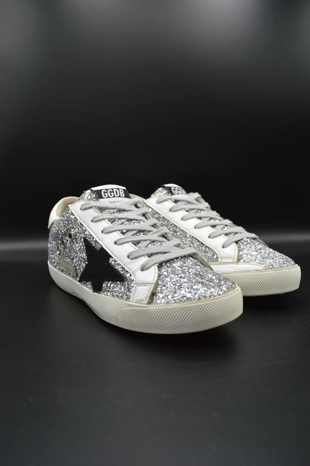 Golden Goose superstar paillette argent/blanc