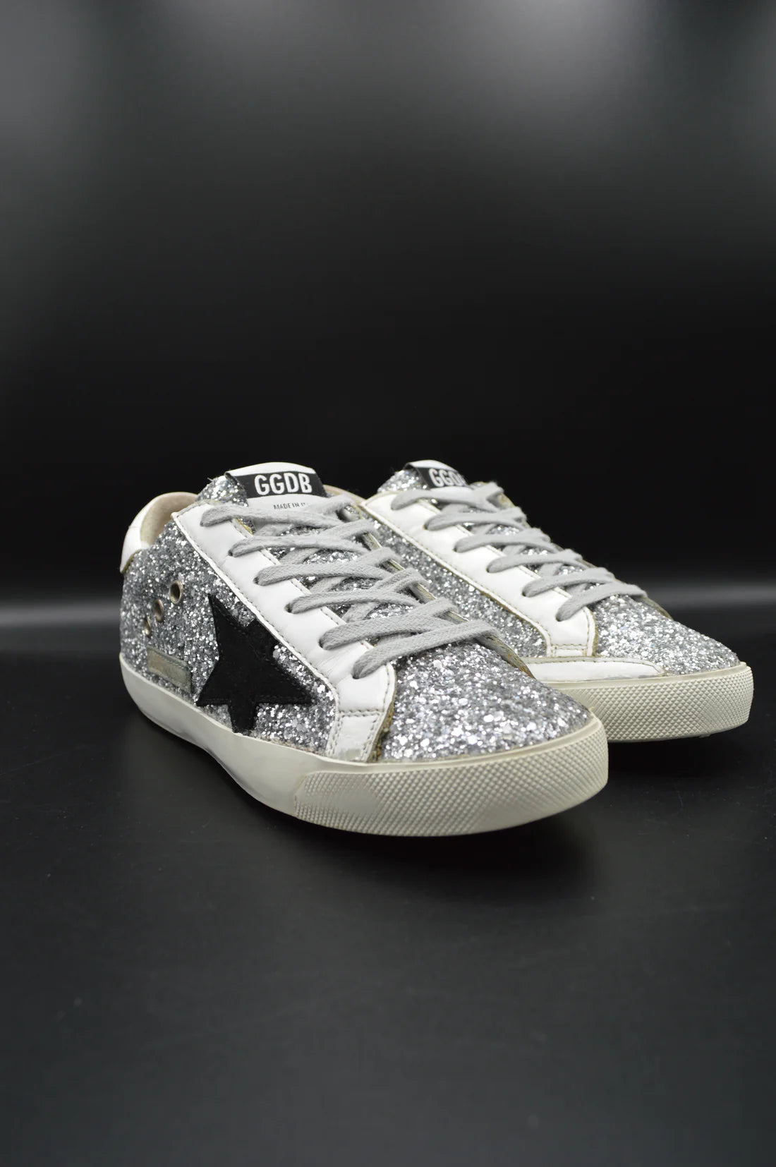 Golden Goose superstar paillette argent/blanc