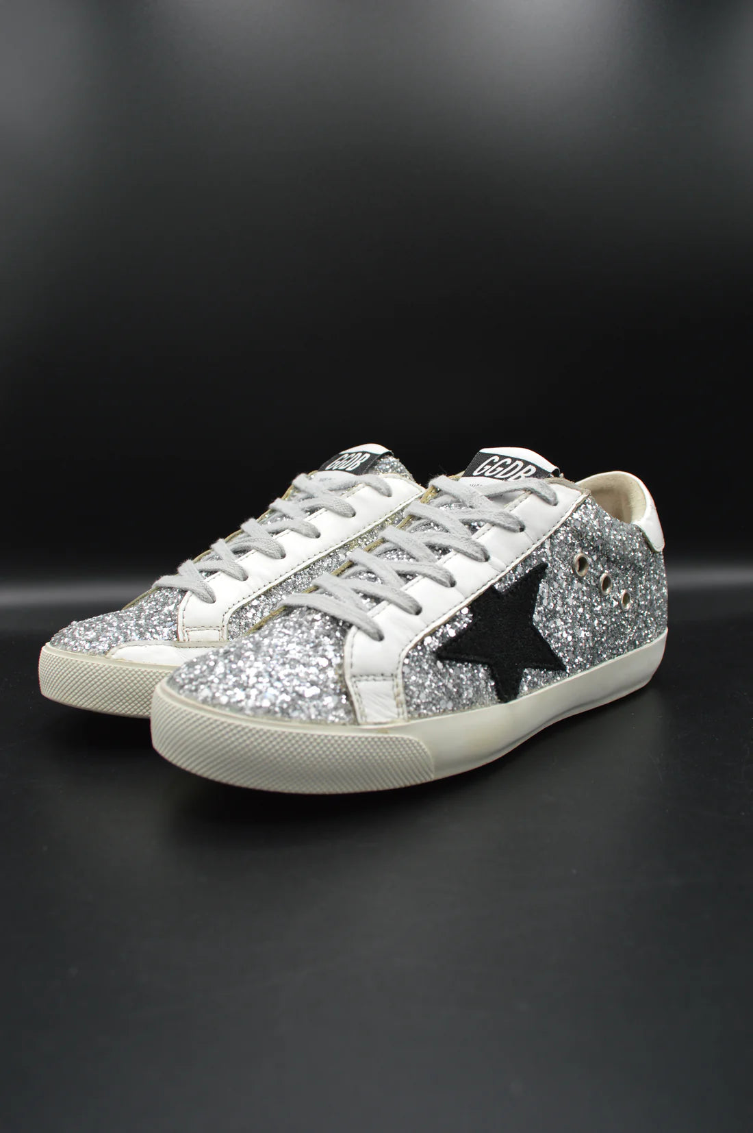 Golden Goose superstar paillette argent/blanc