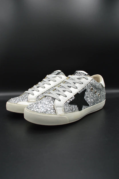 Golden Goose superstar paillette argent/blanc