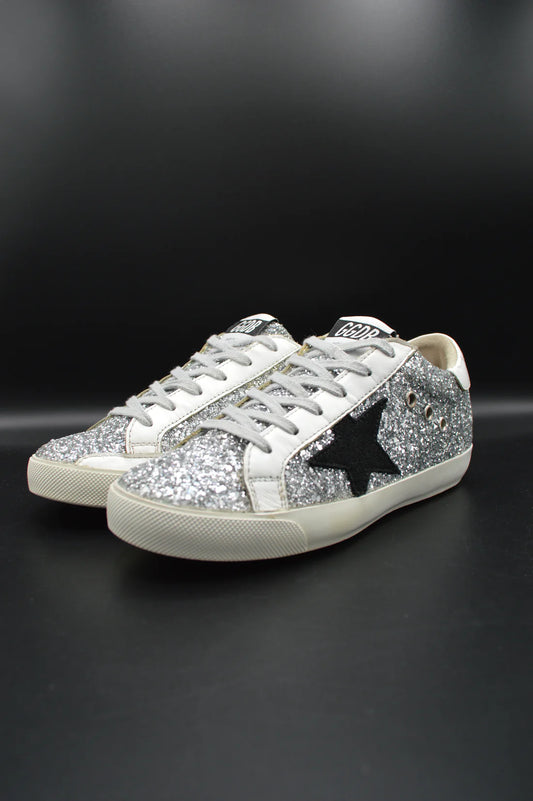 Golden Goose superstar paillette argent/blanc