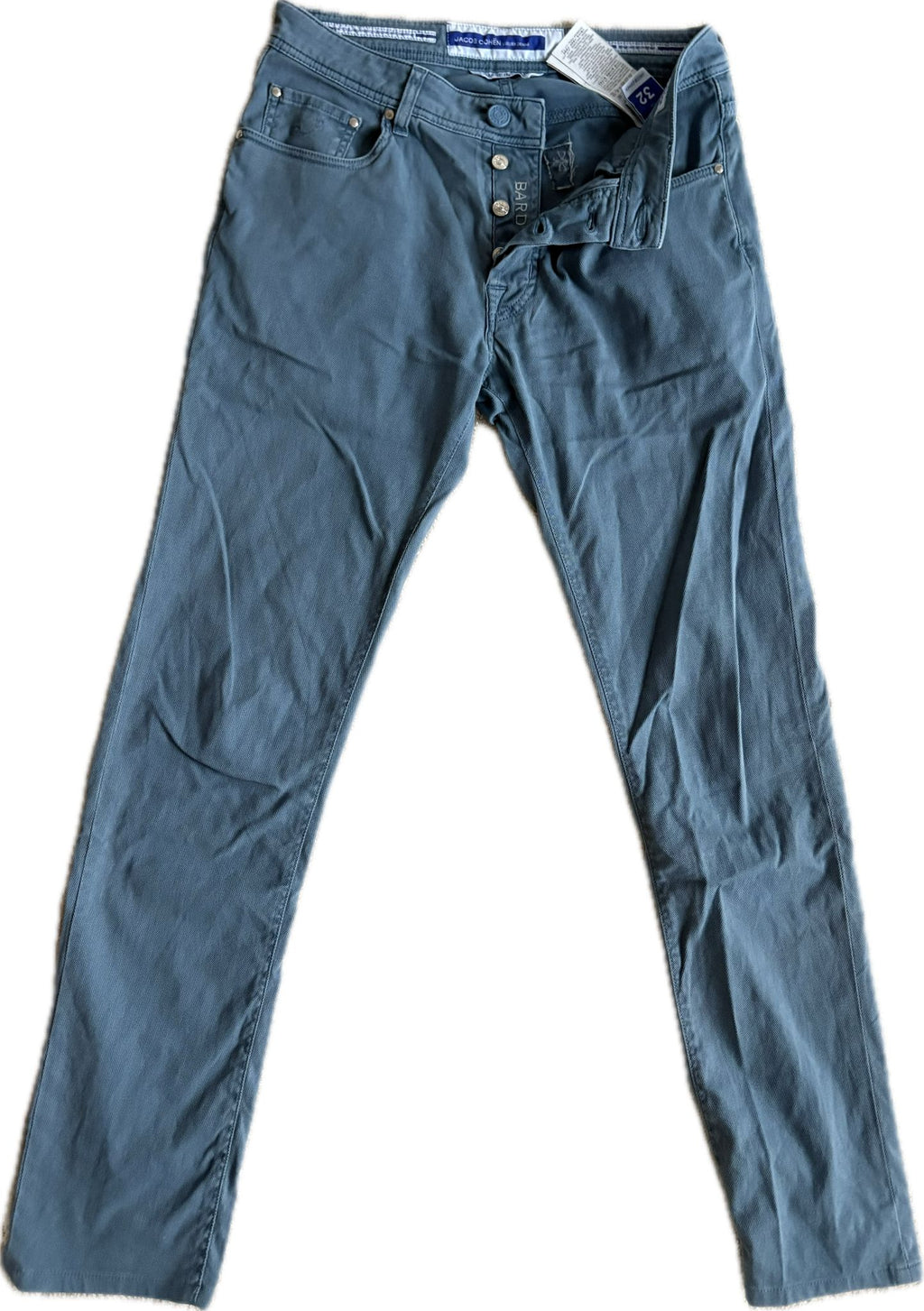 Jacob Cohën Bard – Light Blue Piqué Cotton Pants (Size 32)