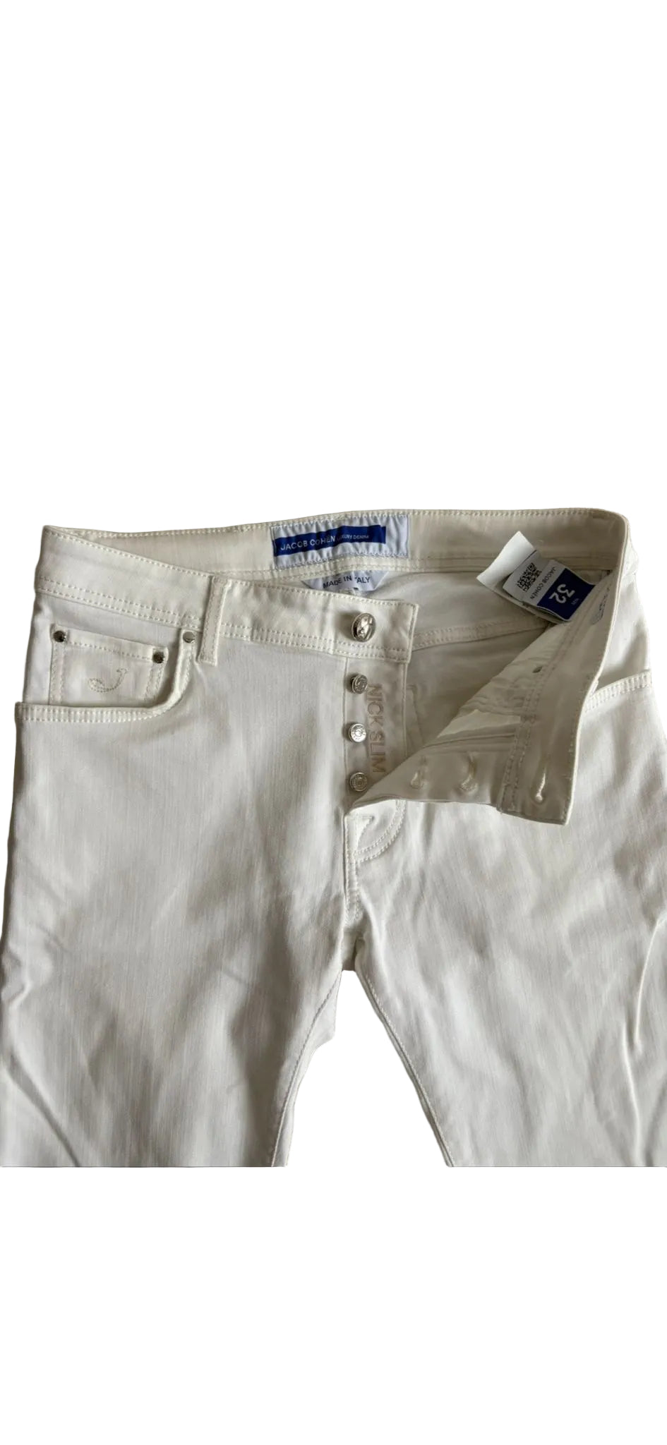 Jacob Cohën “Nick Slim” – White Stretch Denim (Size 32)