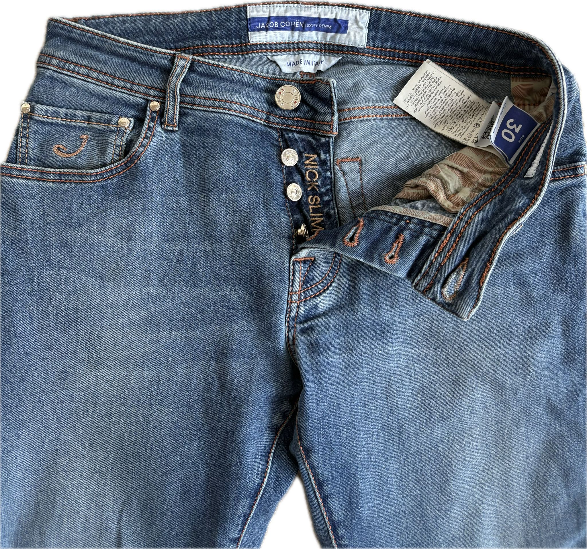 Jacob Cohën Nick Slim – Light Blue Stretch Denim Jeans (Size 30)