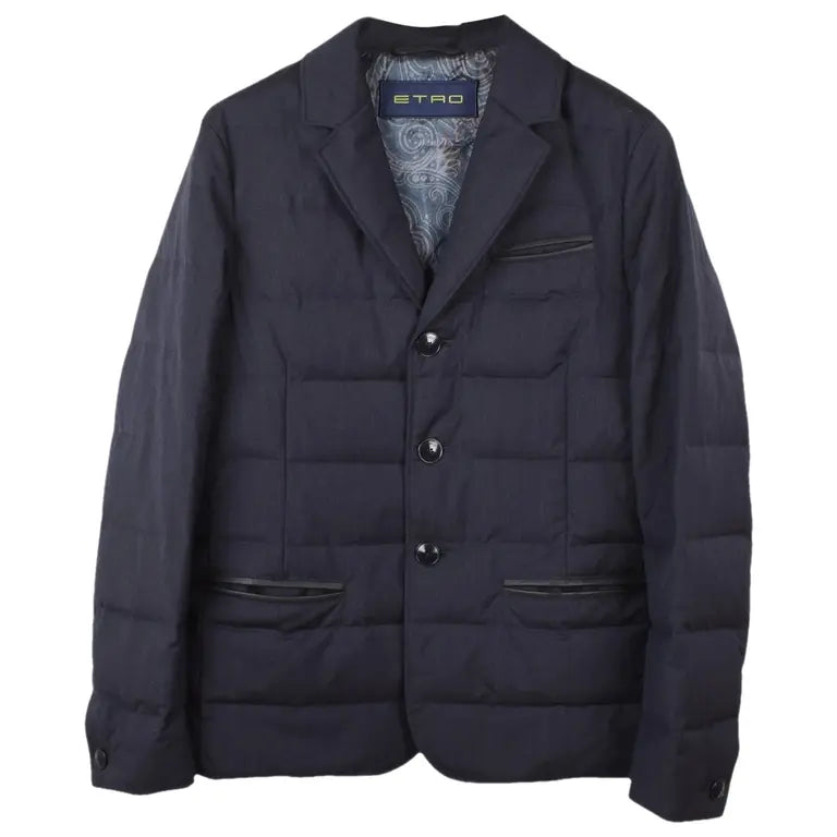 Etro Milano Down Jacket with Leather Details – Size S